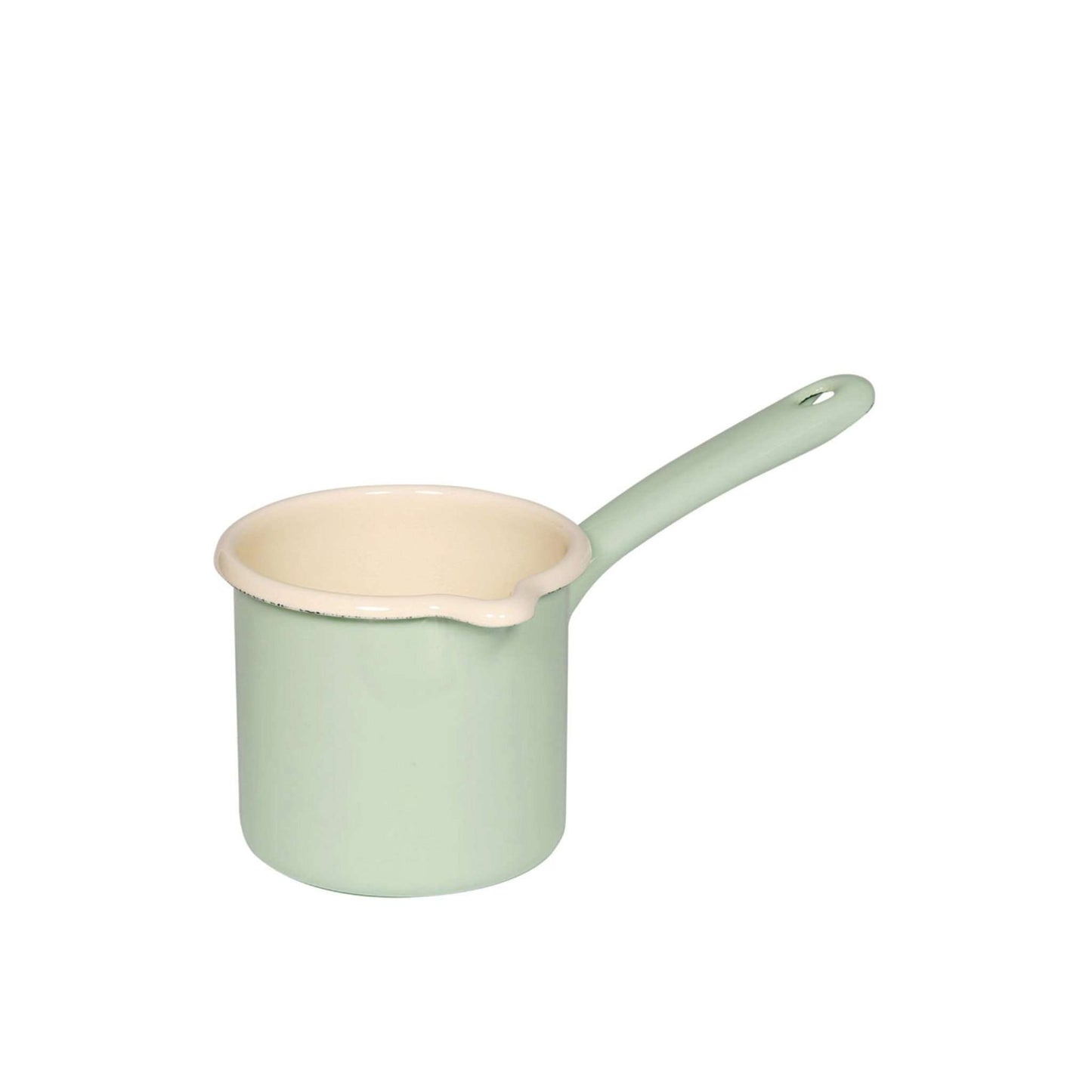 SCHNABELTOPF MIT STIEL AUS EMAILLE.