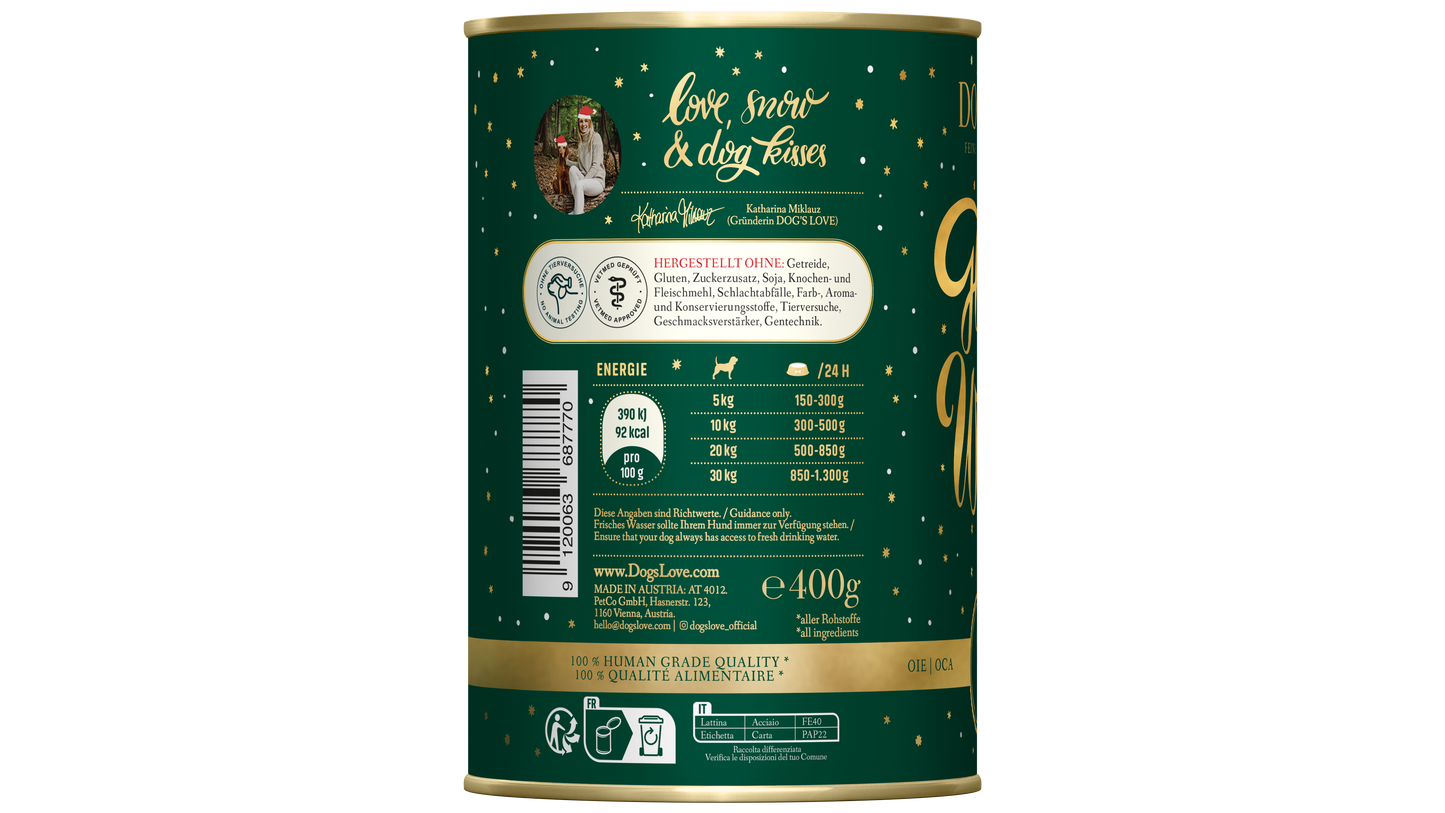 NASSFUTTER FÜR HUNDE WINTERMENÜ MIT GANS.