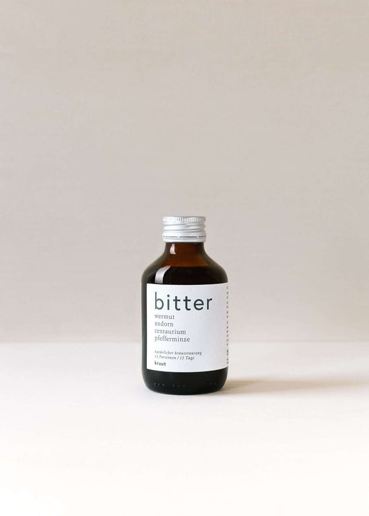 Wildkräuter Oxymel Bitter mit Wermut Andorn Tausendgüldenkraut und Pfefferminze im 150 ml Glas