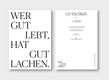 GESCHENKGUTSCHEIN PER E-MAIL WER GUT LEBT.